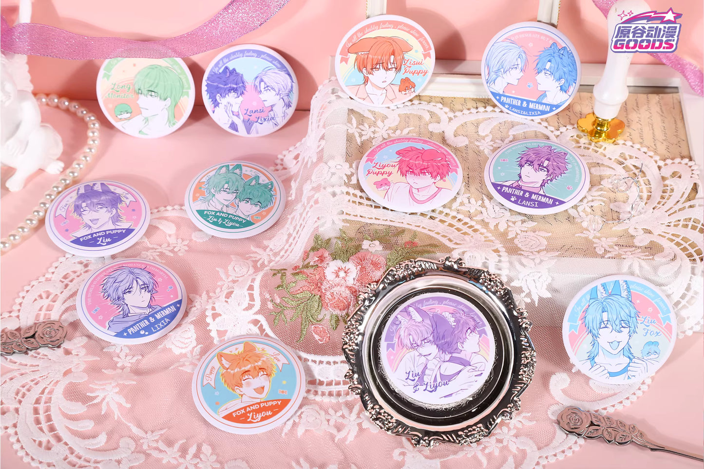 [ORDER ON REQUEST] Yuangu LYING PUPPIES GET EATEN Pastel Badge Button Pin (Random)